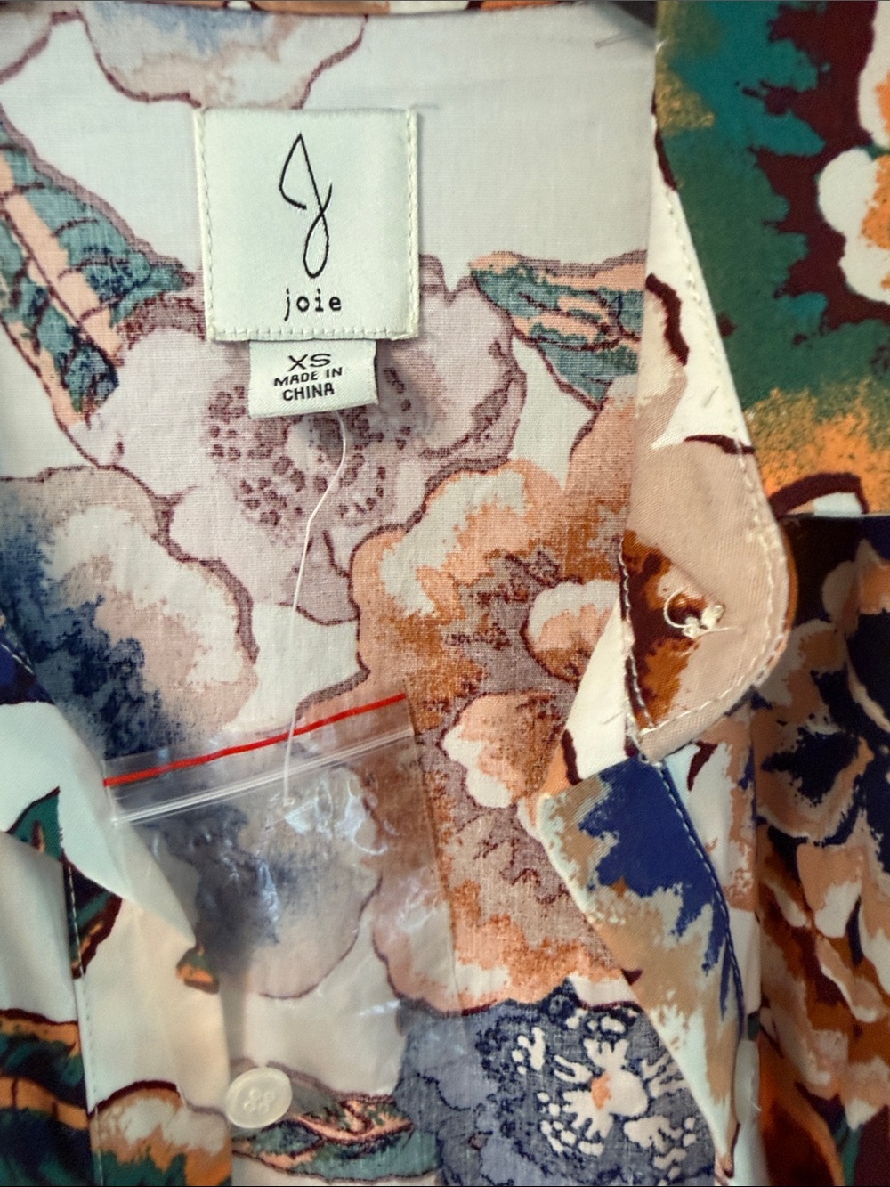 Joie Cream Floral Mini Shirt Dress with Blue, Orange and Green Accents - Picture 2 of 4
